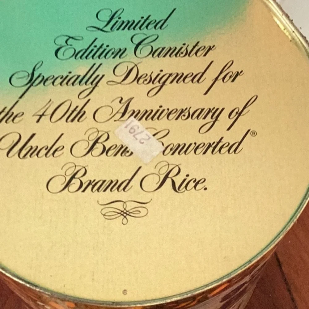 40th Anniversary Uncle Ben’s RICE TIN Canister, Vintage Collectible Tin VNVC